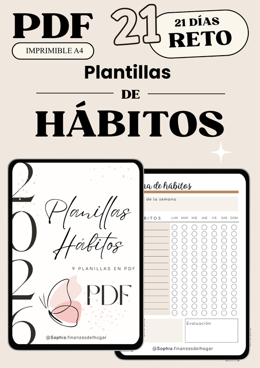Plantillas de Hábitos PDF: "RETO 21 días: Reprogramá tu mente y tus hábitos"